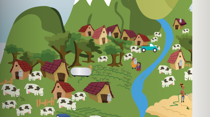 Maqueta de la portada de Pequeños productores, ciudades y leche, de Fernando Barragán Ochoa