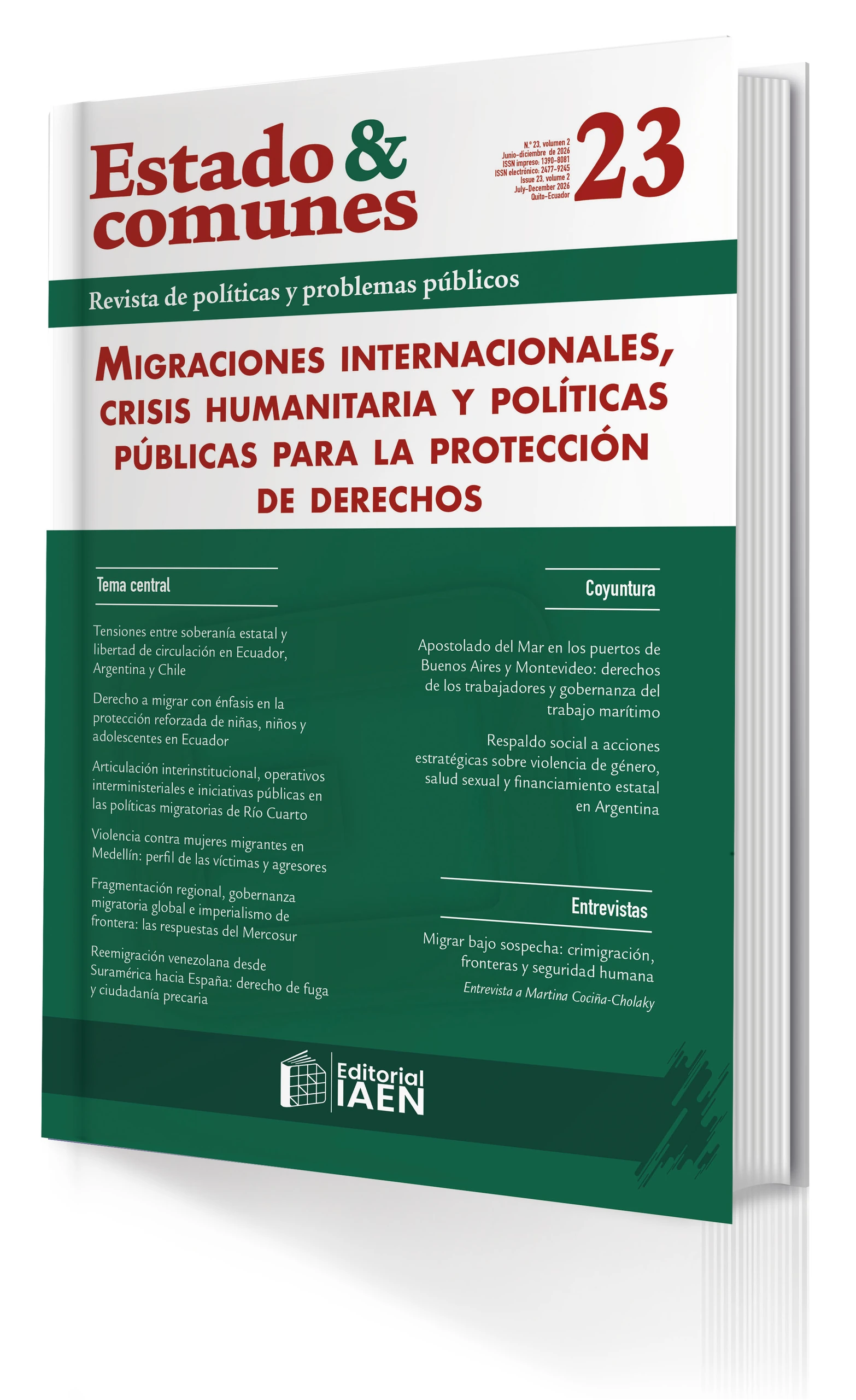 Portada de Estado & comunes n.º 23: Migraciones internacionales, crisis humanitaria y políticas públicas para la protección de derechos